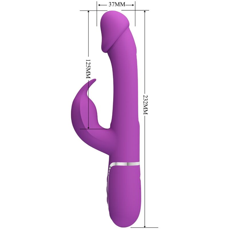 PRETTY LOVE - KAMPAS VIBRADOR RABBIT MULTIFUNCIÓN 3 EN 1 MORADO - Imagen 6