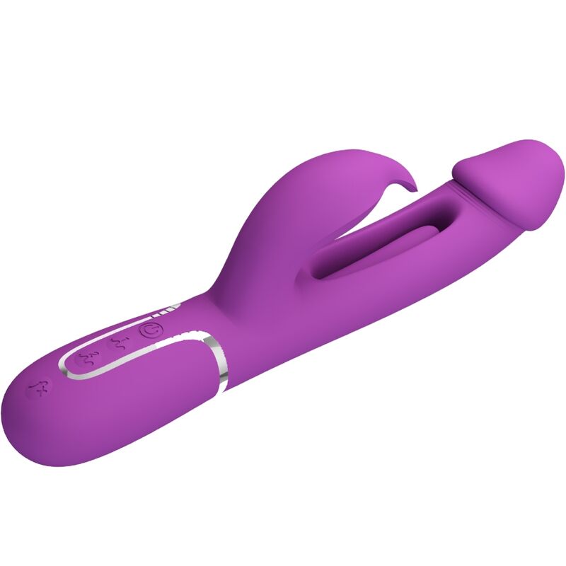 PRETTY LOVE - KAMPAS VIBRADOR RABBIT MULTIFUNCIÓN 3 EN 1 MORADO - Imagen 8
