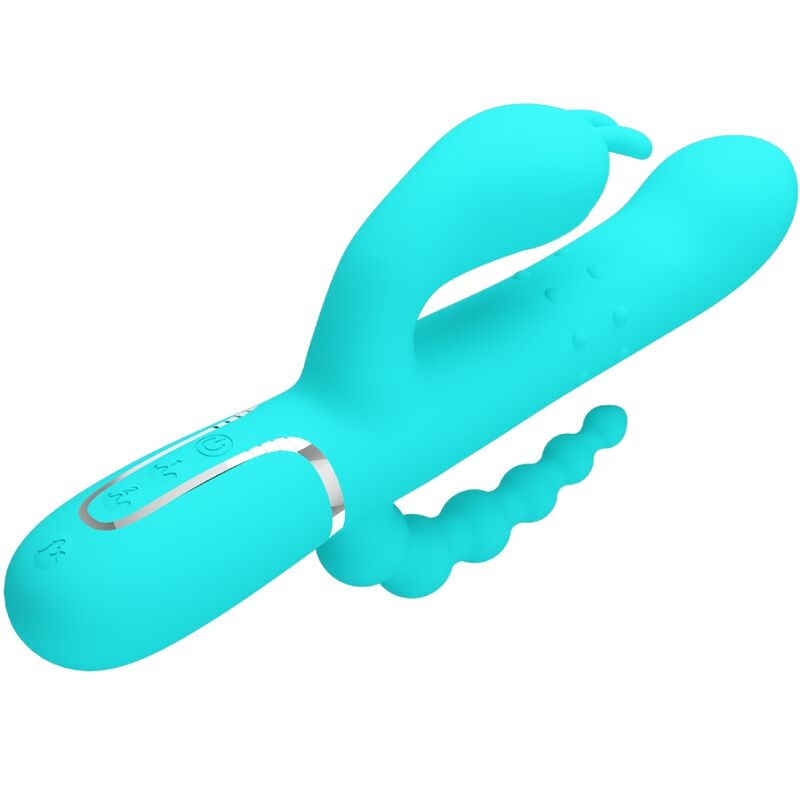 PRETTY LOVE - CAMMY TRIPLE VIBRADOR RABBIT MULTIFUNCIÓN 4 EN 1 AZUL - Imagen 6