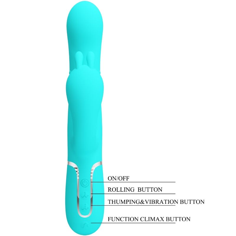 PRETTY LOVE - CAMMY TRIPLE VIBRADOR RABBIT MULTIFUNCIÓN 4 EN 1 AZUL - Imagen 8