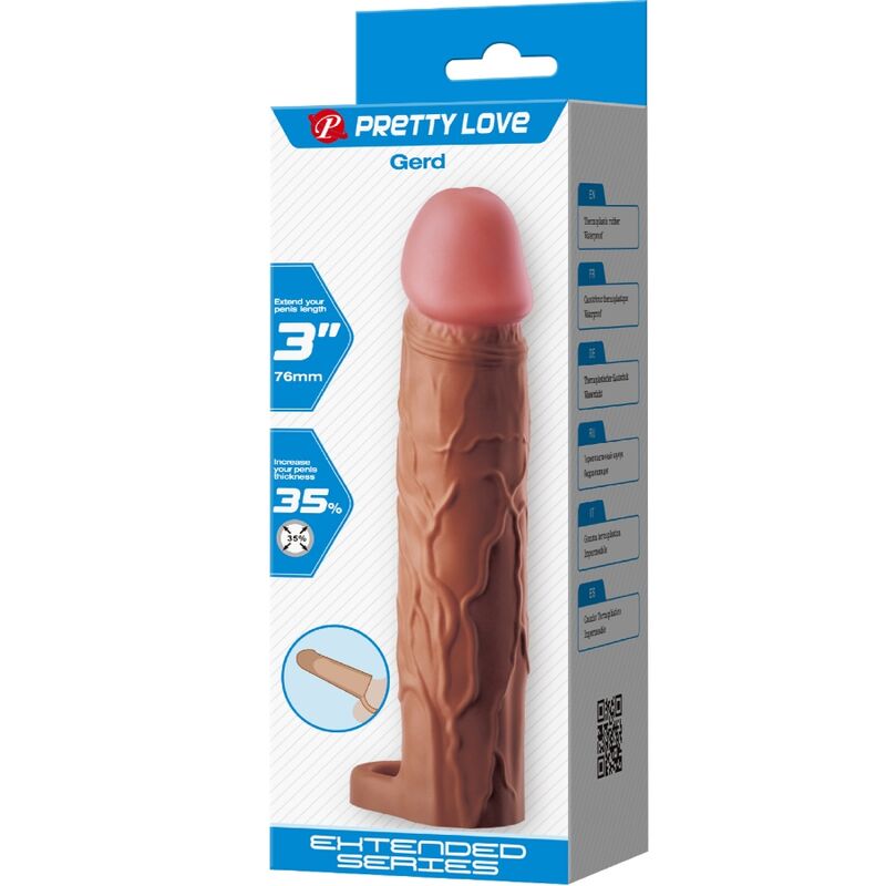 PRETTY LOVE - GERD FUNDA PARA PENE CON EXTENSIÓN DE 7.6 CM MULATO - Imagen 8