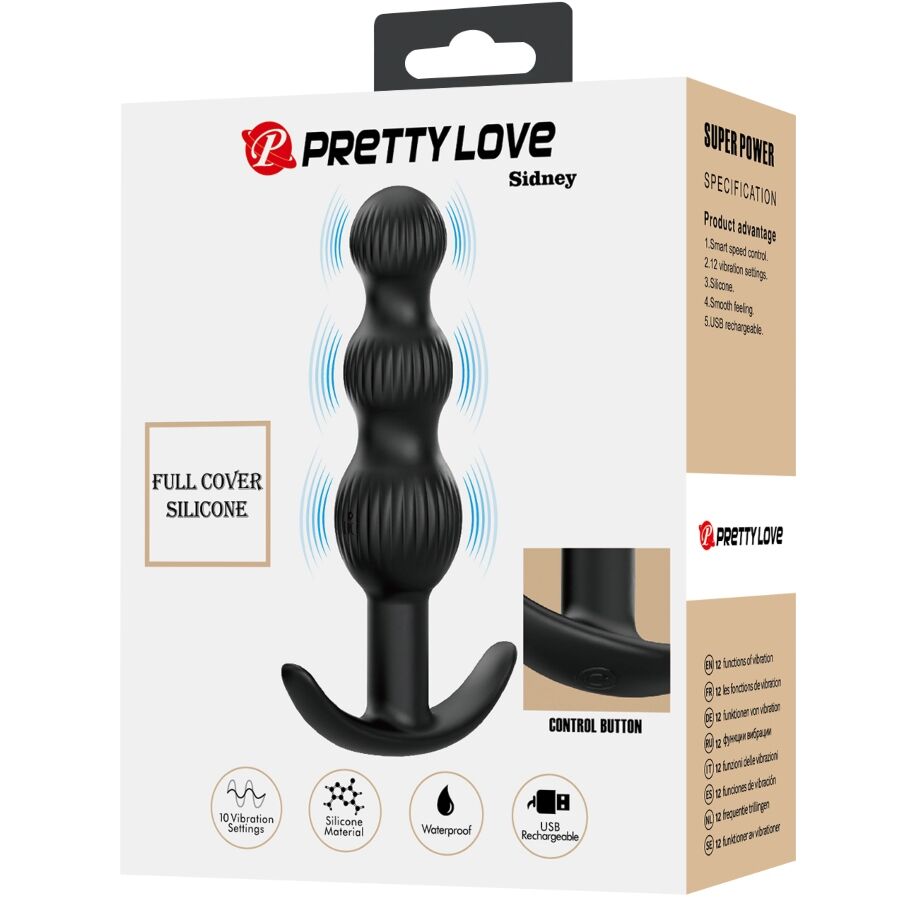 PRETTY LOVE - SIDNEY VIBRADOR ANAL 10 VIBRACIONES NEGRO - Imagen 4