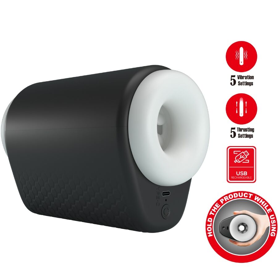 PRETTY LOVE – DJ GIRL MASTURBADOR MASCULINO CON VIBRACIÓN 5 CONFIGURACIONES NEGRO