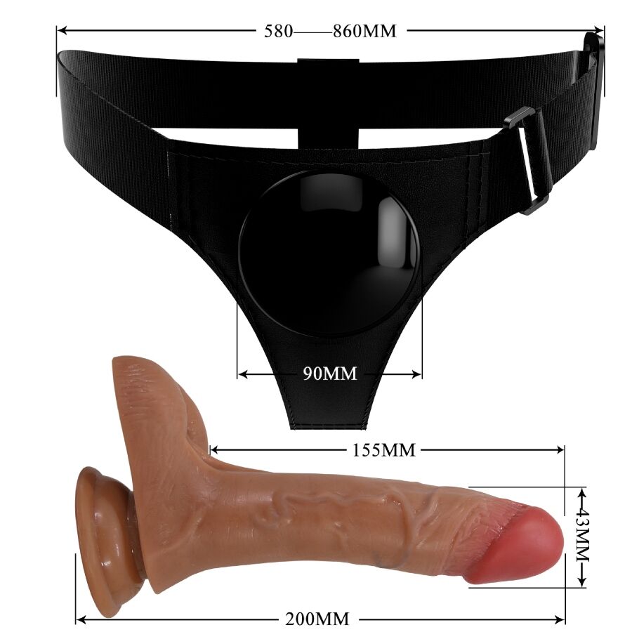PRETTY LOVE - HARNESS BRIEFS UNIVERSAL CON DILDO VIBRACIÓN Y SQUIRTING 15.5 CM MULATO - Imagen 6