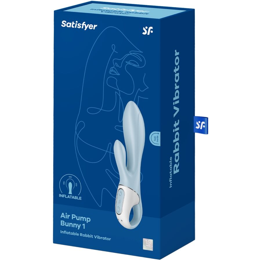 SATISFYER - AIR PUMP BUNNY 1 VIBRADOR INFLABLE RABBIT AZUL - Imagen 2