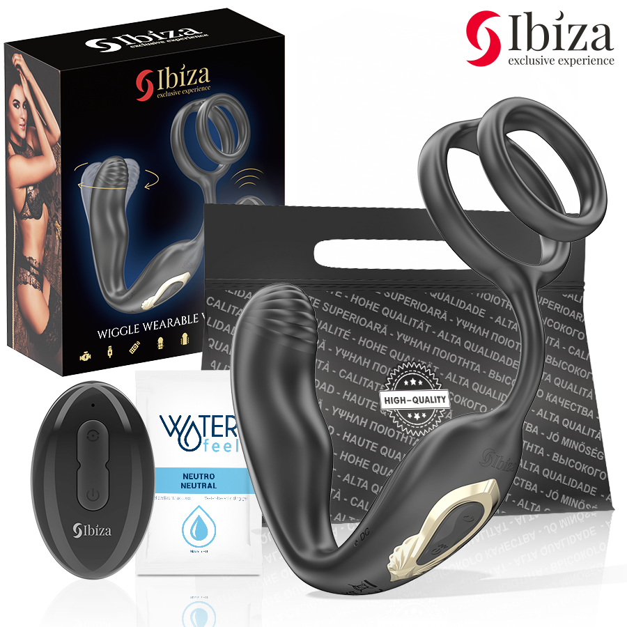 IBIZA – WIGGLE PLUG ANAL ROTADOR CONTROL REMOTO CON VIBRO-PERINEO Y ANILLAS POTENCIADORAS DE PENE