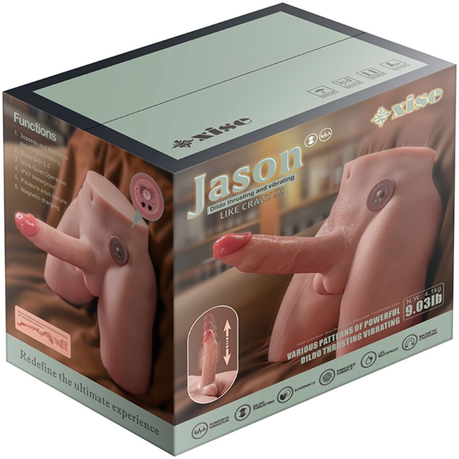 XISE - JASON MASTURBADOR DILDO REALÍSTICO CON THRUSTING Y VIBRACIÓN 17 CM - Imagen 6