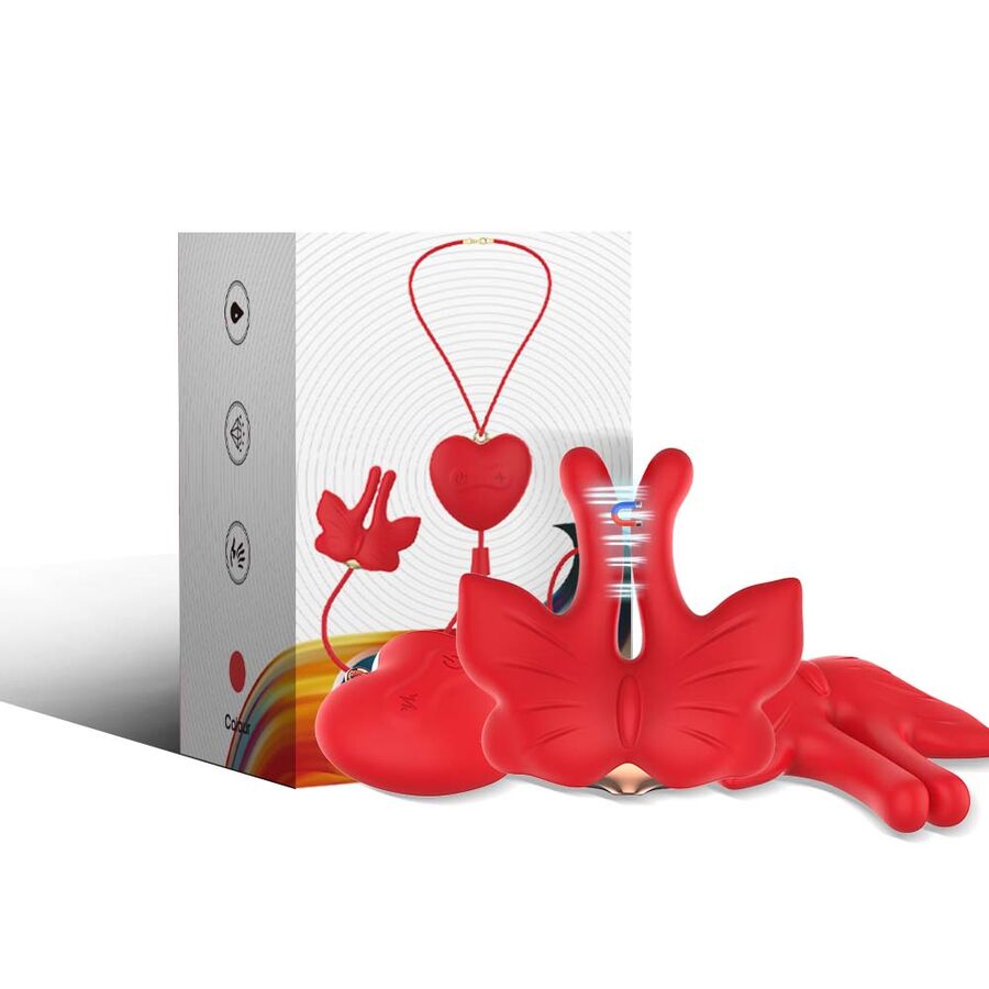 ARMONY – PINZAS PARA PEZONES MAGNÉTICA CON VIBRACIÓN FORMA MARIPOSA ROJO