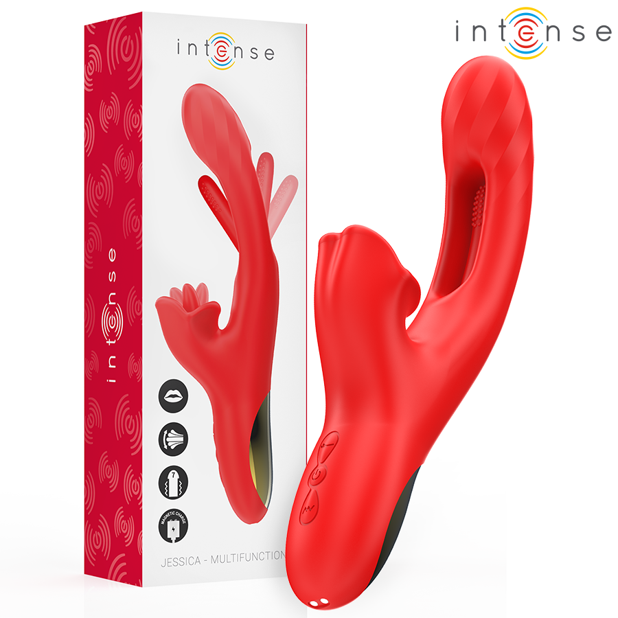 INTENSE - JESSICA VIBRADOR MULTIFUNCIÓN ESTIMULACIÓN CLÍTORIS 24.8 CM ROJO - Imagen 8