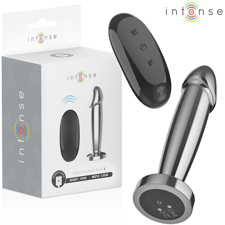 INTENSE – PLUG ANAL 10 VIBRACIONES METAL EN FORMA DE DILDO CON CONTROL REMOTO S