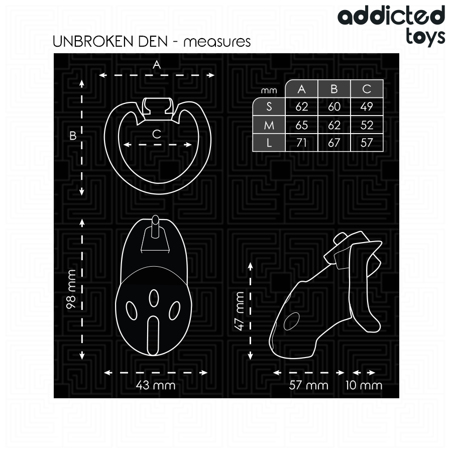 ADDICTED TOYS LOCKED - UNBROKEN DEN JAULA PARA PENE 9,8 CM - Imagen 2