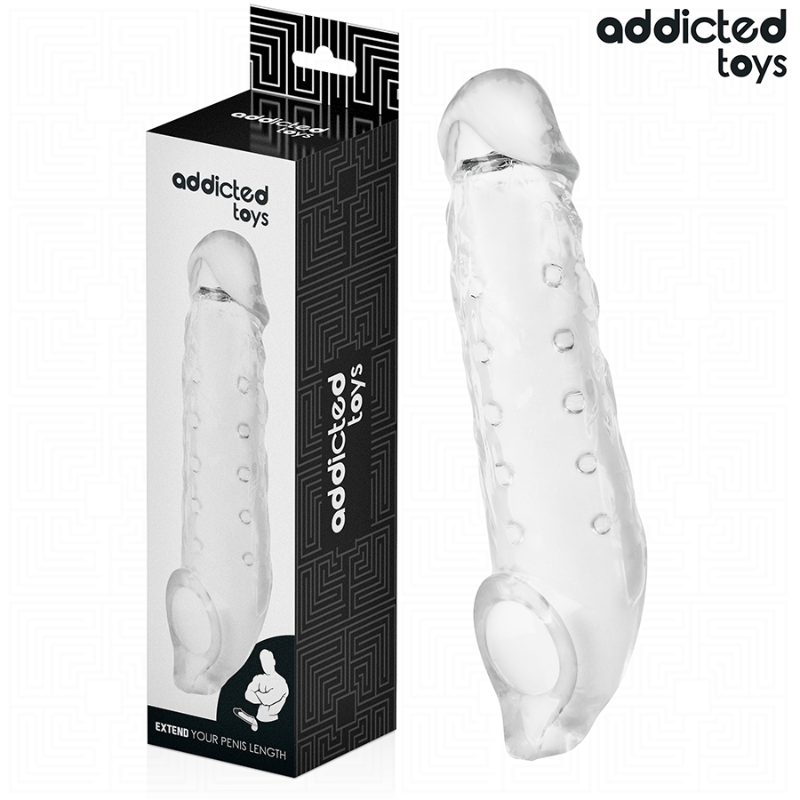 ADDICTED TOYS – FUNDAS PARA EL PENE TRANSPARENTE TALLA M 27 CM