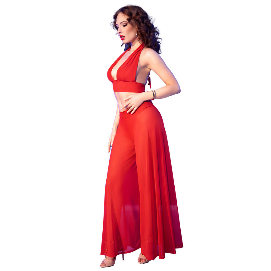 CHILIROSE – CR  4857 SET TOP Y PANTALONES ROJO TALLA S