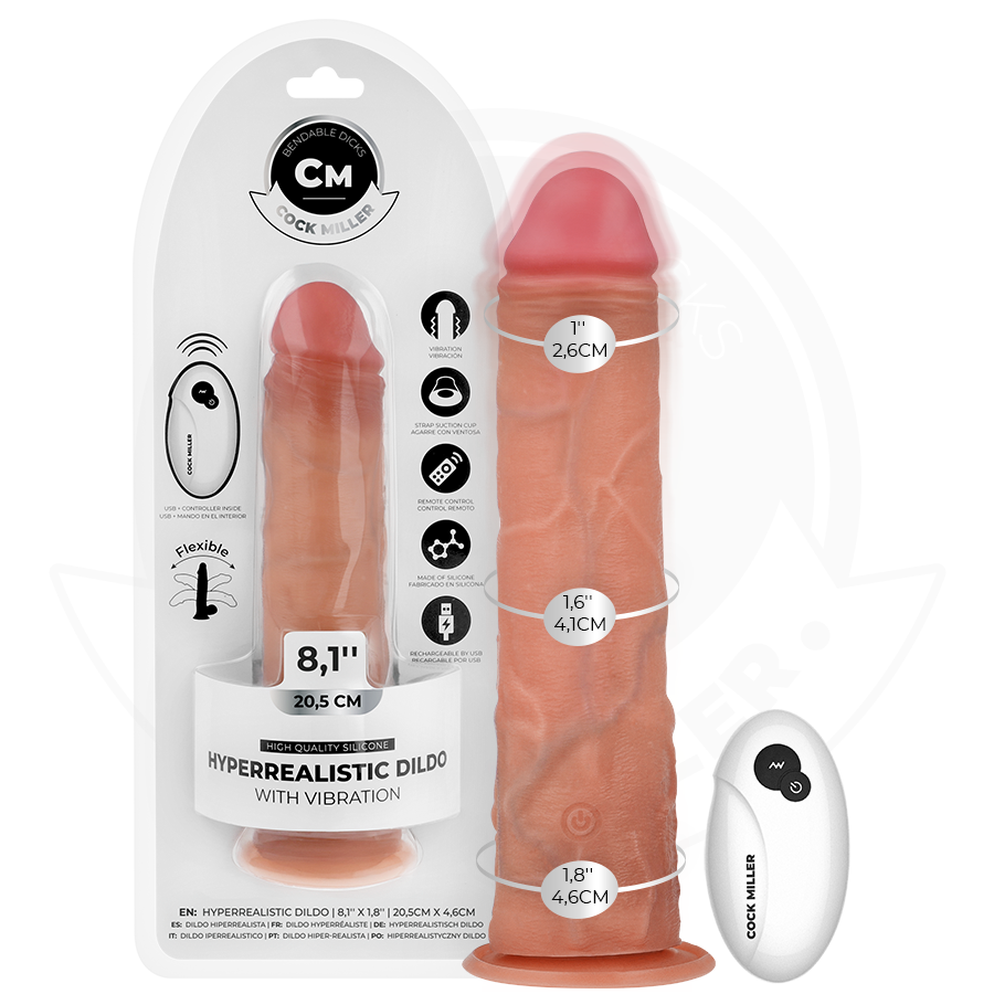 COCK MILLER – DILDO HIPERREALÍSTICO VIBRACIÓN CON CONTROL REMOTO 20,5 CM
