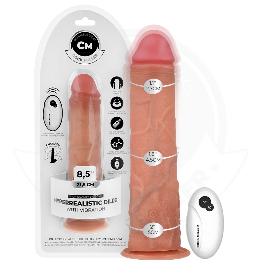 COCK MILLER – DILDO HIPERREALÍSTICO Y VIBRACIÓN CON CONTROL REMOTO 21,5 CM