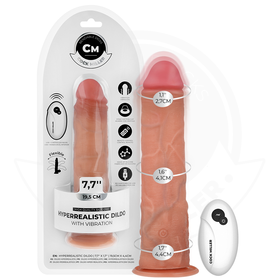 COCK MILLER – DILDO HIPERREALÍSTICO VIBRACIÓN CON CONTROL REMOTO 19,5 CM
