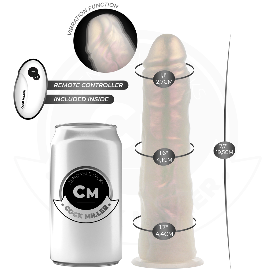 COCK MILLER - DILDO SILICONA 19,5 CM , LUCES Y VIBRACIÓN CON CONTROL REMOTO - Imagen 8