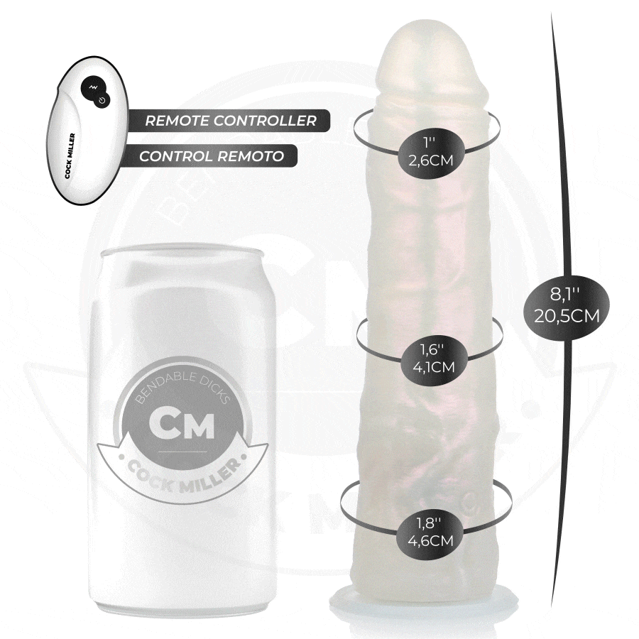 COCK MILLER – DILDO SILICONA 20,5 CM , LUCES Y VIBRACIÓN CON CONTROL REMOTO