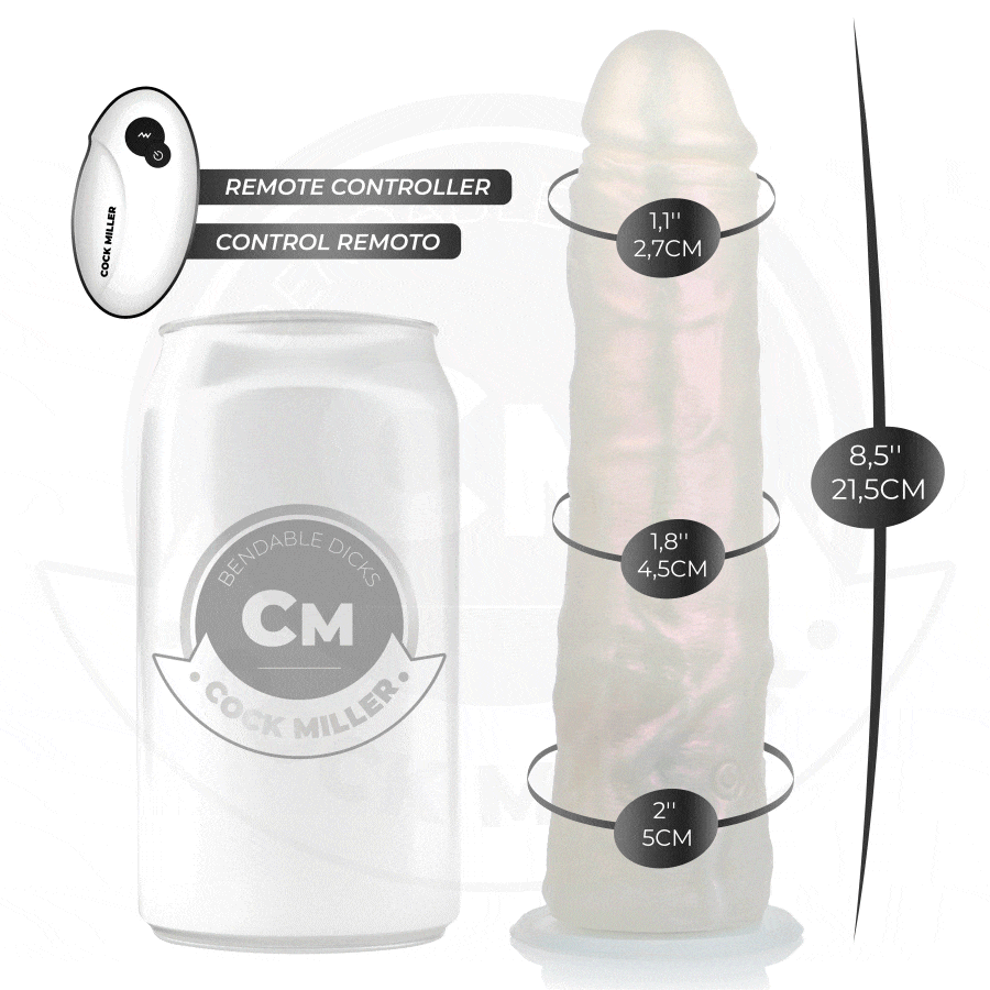 COCK MILLER – DILDO SILICONA 19,5 CM , LUCES Y VIBRACIÓN CON CONTROL REMOTO