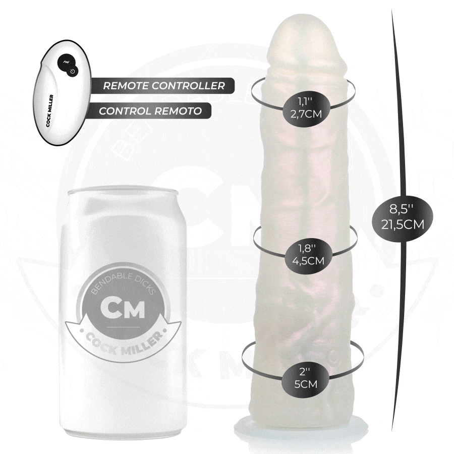 COCK MILLER – DILDO SILICONA 21,5 CM , LUCES Y VIBRACIÓN CON CONTROL REMOTO