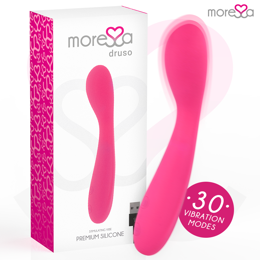 MORESSA – DRUSO MASAJEADOR DUO PUNTO G Y SUERO PELVICO PREMIUM SILICONE RECARGABLE