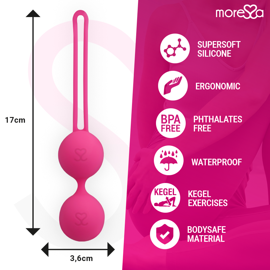 MORESSA - OSIAN THREE ENTRENAMIENTO SUELO PELVICO 85 gr PREMIUM SILICONA ROSA - Imagen 7