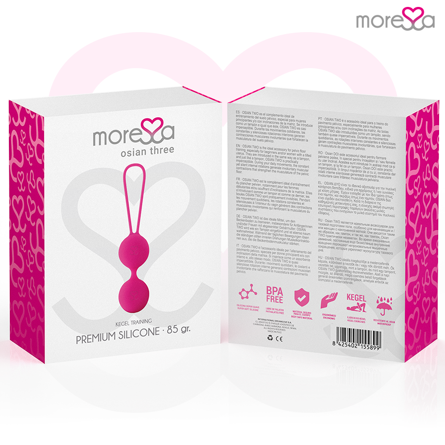 MORESSA - OSIAN THREE ENTRENAMIENTO SUELO PELVICO 85 gr PREMIUM SILICONA ROSA - Imagen 6