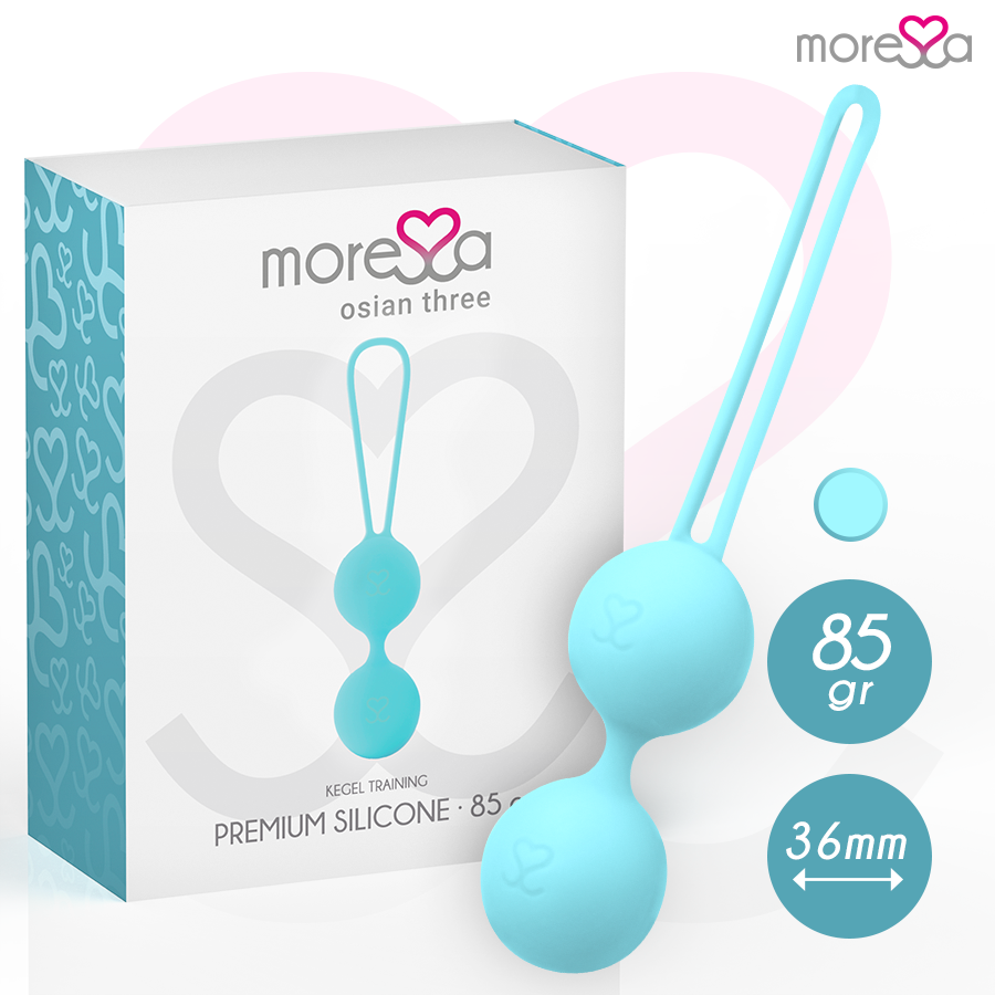 MORESSA – OSIAN THREE ENTRENAMIENTO SUELO PELVICO 85 gr PREMIUM SILICONA TURQUESA