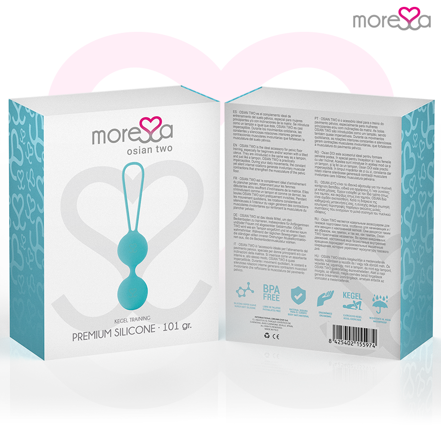 MORESSA - OSIAN TWO ENTRENAMIENTO SUELO PELVICO 101gr PREMIUM SILICONA TURQUESA - Imagen 7