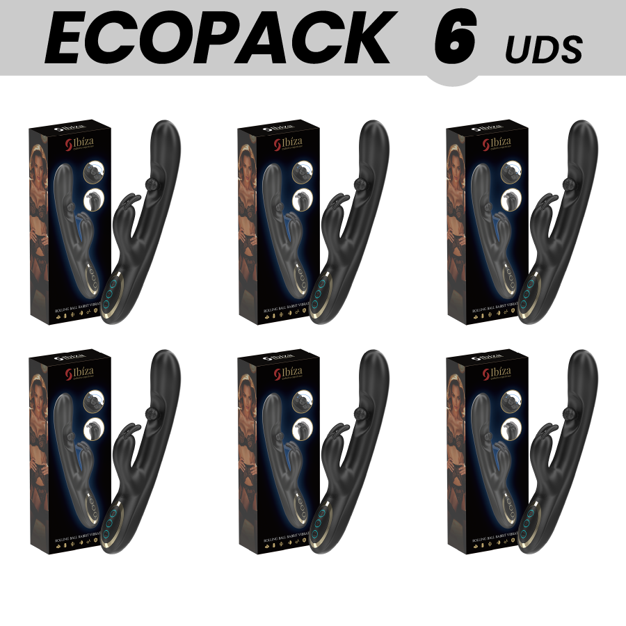 ECOPACKS 6 UDS – IBIZA POTENTE VIBRADOR RABBIT CON PERLA ROLLING MASAJEADORA