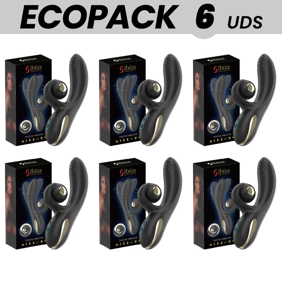 ECOPACKS 6 UDS – IBIZA VIBRADOR TWISTER CON ESTIMULADOR CURVE Y VIBRO-ROTACIÓN