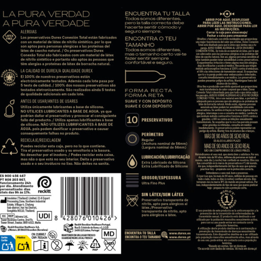 DUREX - CONEXIÓN TOTAL XL ULTRA FINO PLUS SIN LÁTEX 10 UNIDADES - Imagen 5