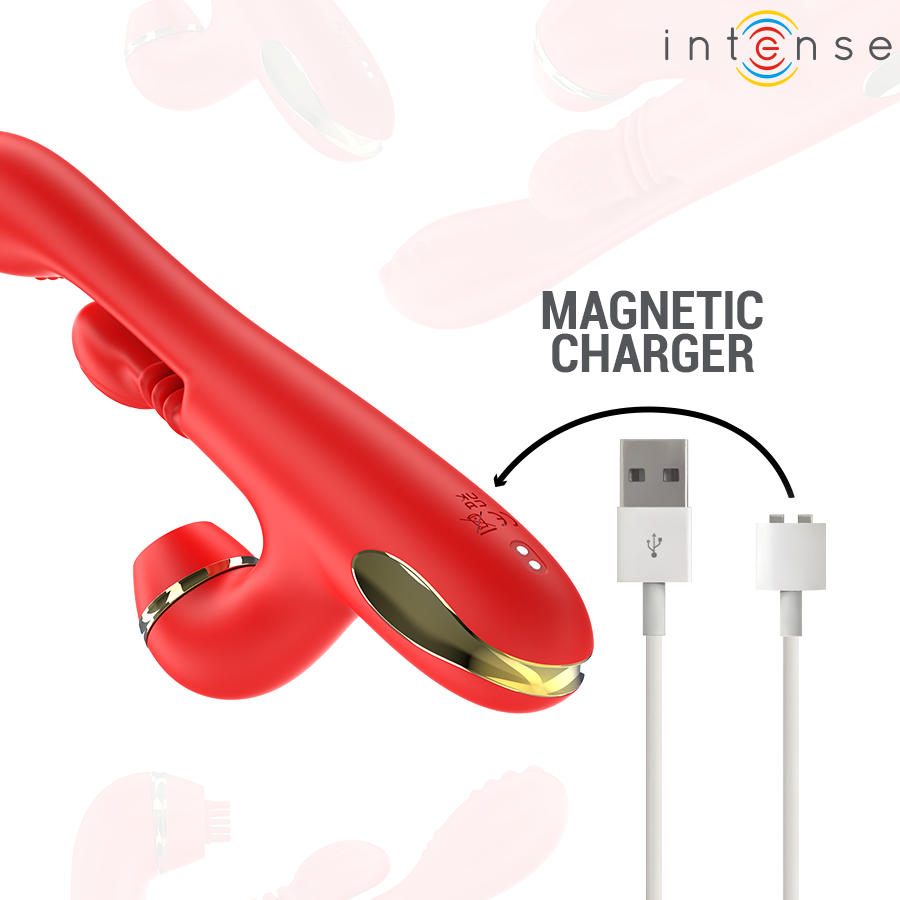 INTENSE - KATY ESTIMULADOR CLÍTORIS MULTIFUNCIÓN 4 CABEZALES INTERCAMBIABLES ROJO - Imagen 7