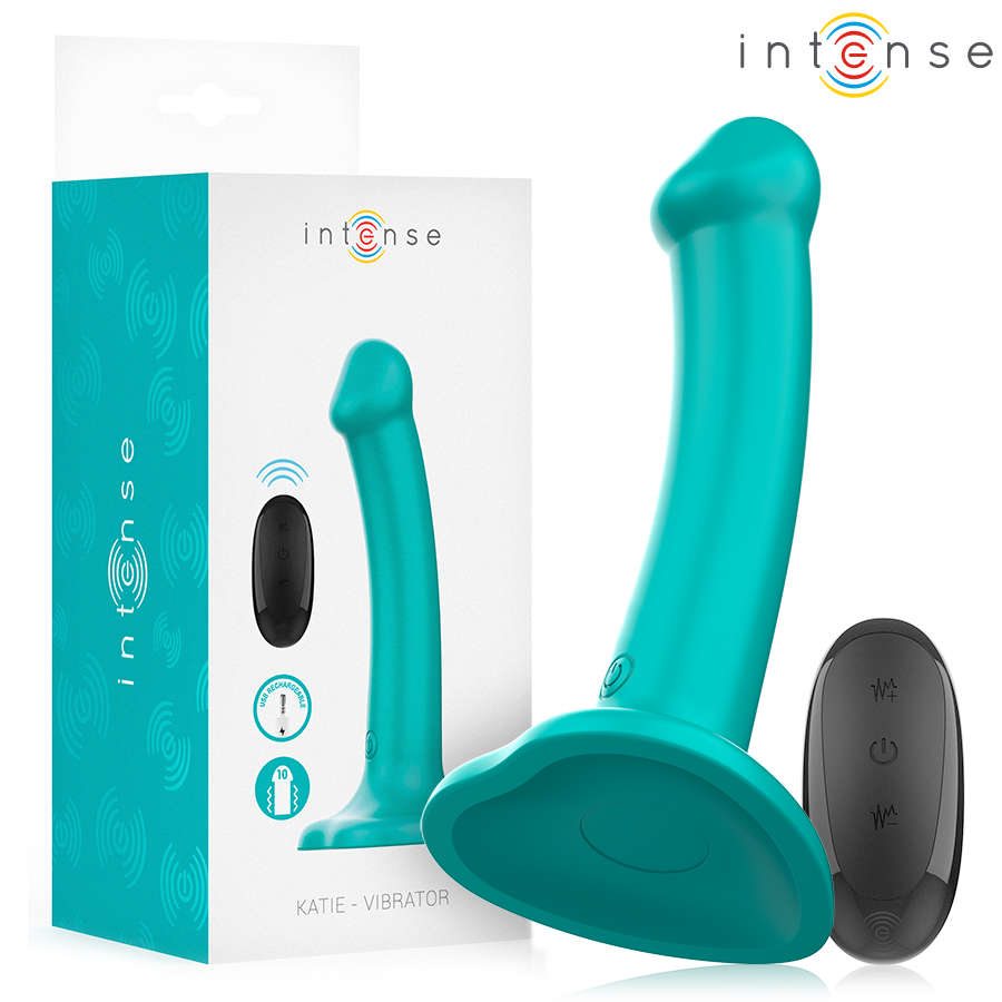 INTENSE – KATIE VIBRADOR CON VENTOSA 10 VIBRACIONES AZUL OSCURO CONTROL REMOTO