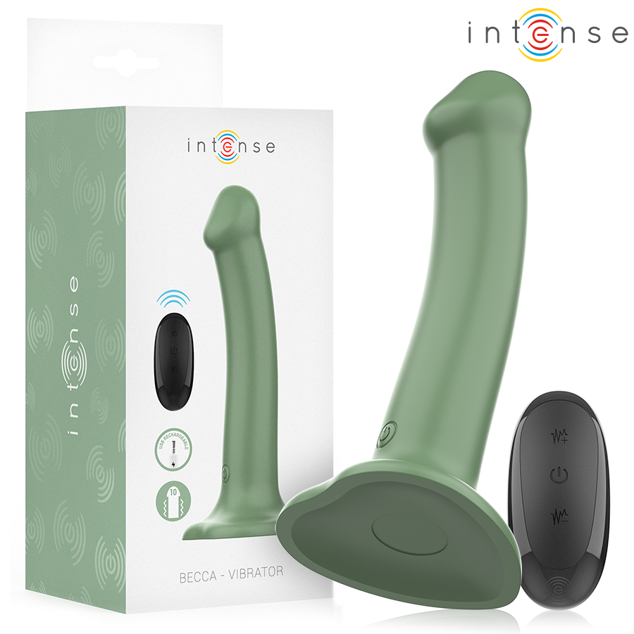 INTENSE – BECCA VIBRADOR CON VENTOSA 10 VIBRACIONES VERDE CONTROL REMOTO