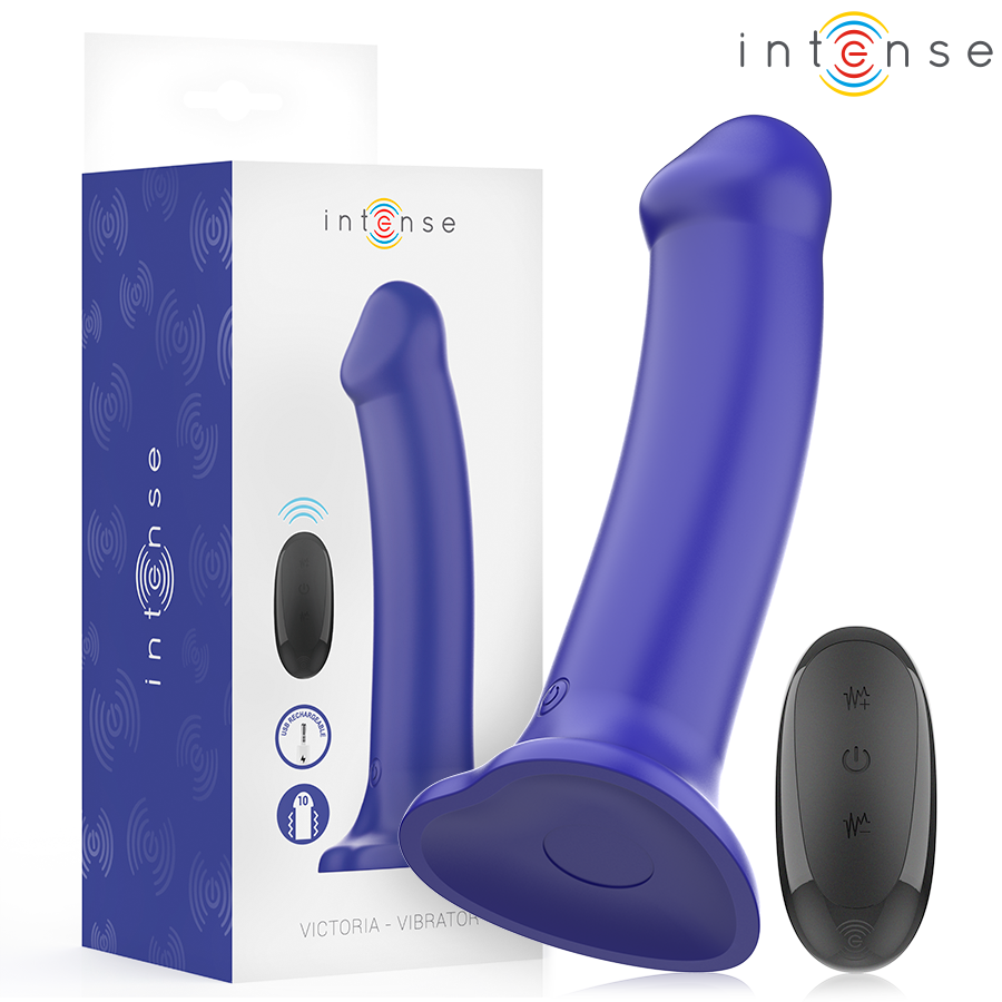 INTENSE – VICTORIA VIBRADOR CON VENTOSA 10 VIBRACIONES AZUL OSCURO CONTROL REMOTO