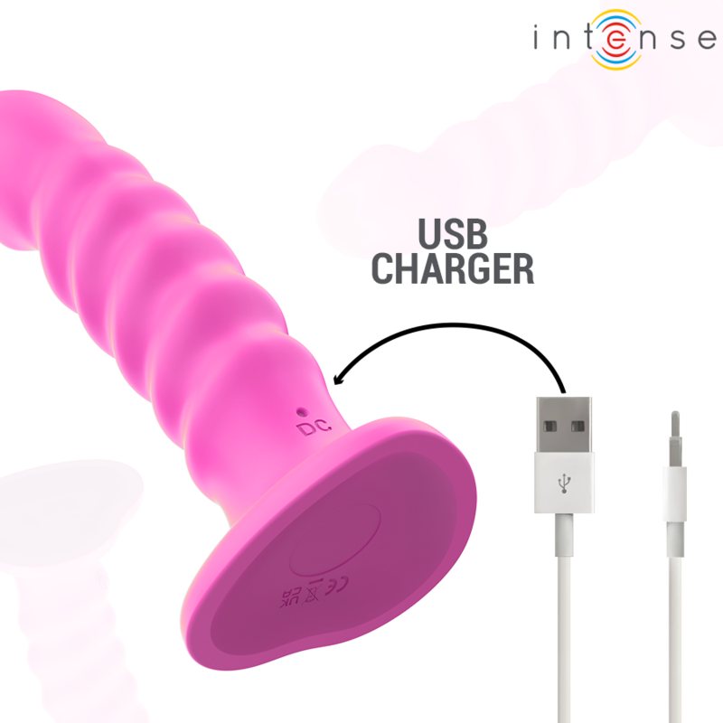 INTENSE - CINDY VIBRADOR TALLA L DISEÑO EN ESPIRAL 10 VIBRACIONES ROSA CONTROL REMOTO - Imagen 6