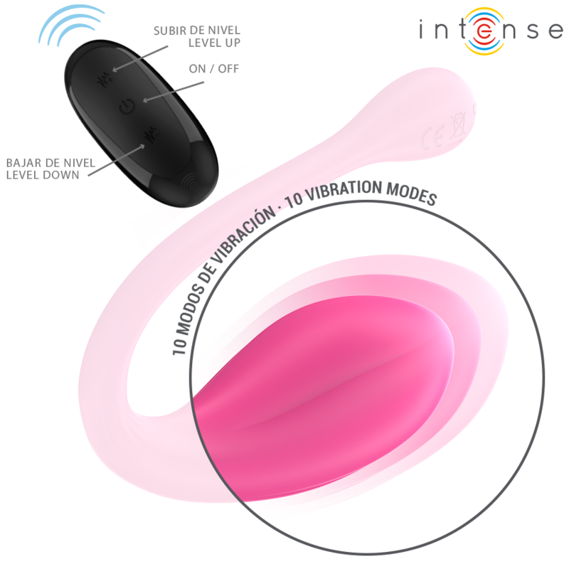 INTENSE - JANICE VIBRADOR U DOBLE ESTIMULACIÓN 10 VIBRACIONES ROSA CONTROL REMOTO - Imagen 4