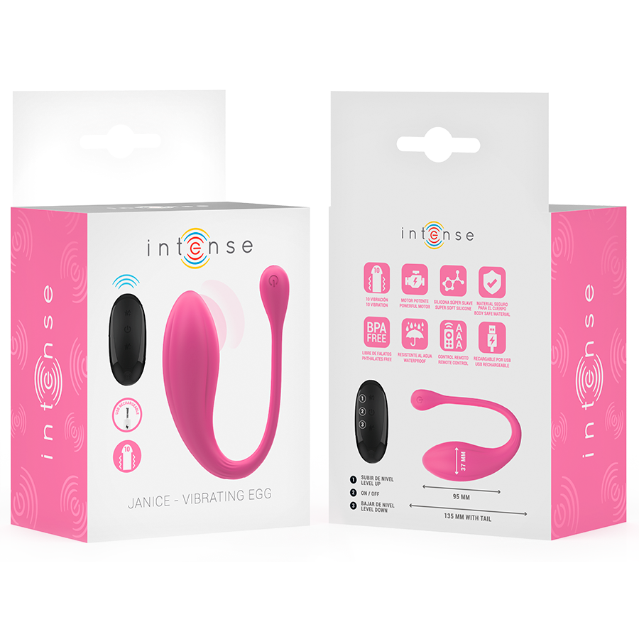 INTENSE - JANICE VIBRADOR U DOBLE ESTIMULACIÓN 10 VIBRACIONES ROSA CONTROL REMOTO - Imagen 8