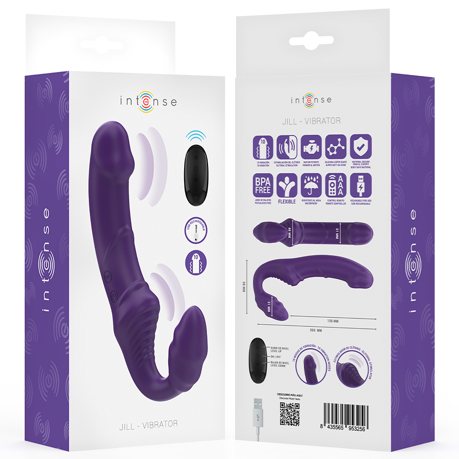 INTENSE - JILL VIBRADOR DOBLE 20 CM VIOLETA CONTROL REMOTO - Imagen 8