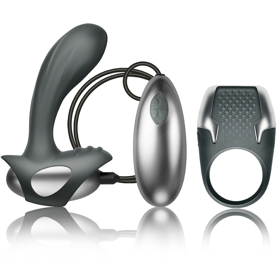 CLIMAXIMUM – EXCITE KIT ANILLO PARA PENE + MASAJEADOR PRÓSTATA CON CABLE