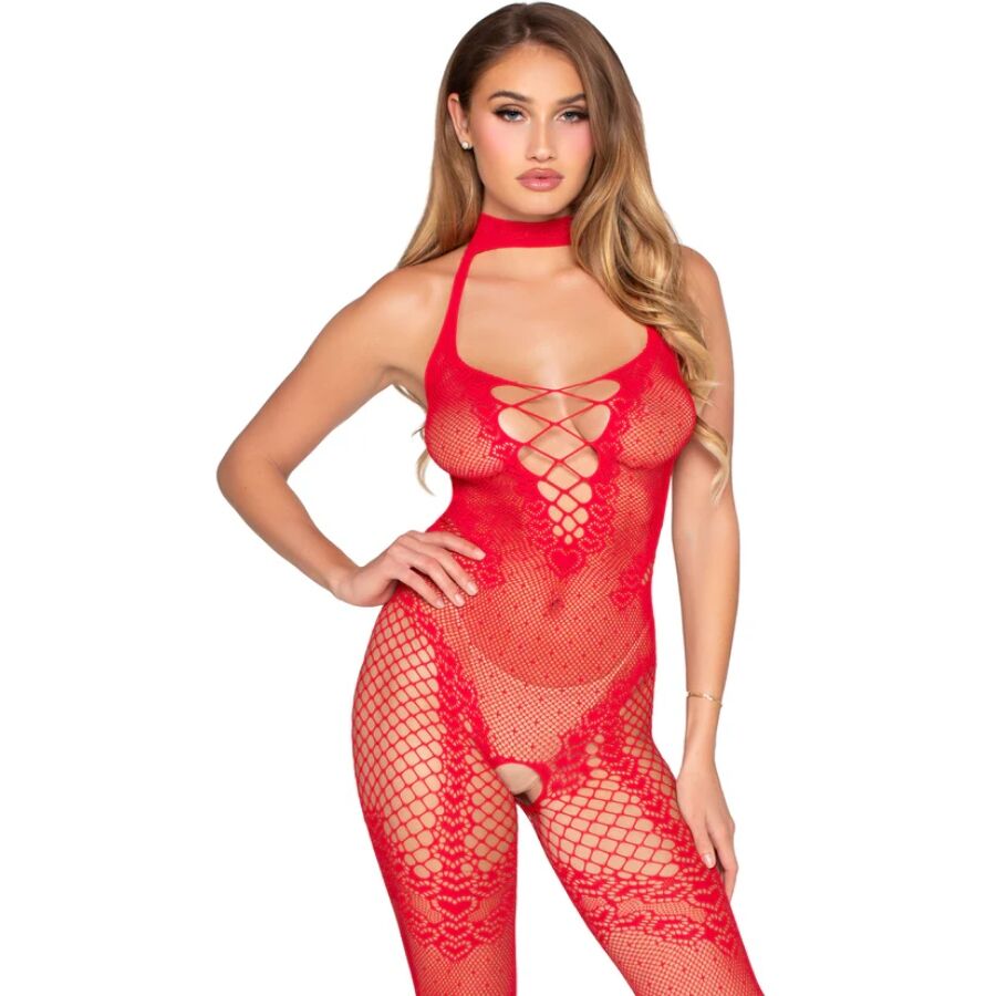 LEG AVENUE – 89336 BODYSTOCKING SIN ENTREPIERNA ROJO – TALLA ÚNICA