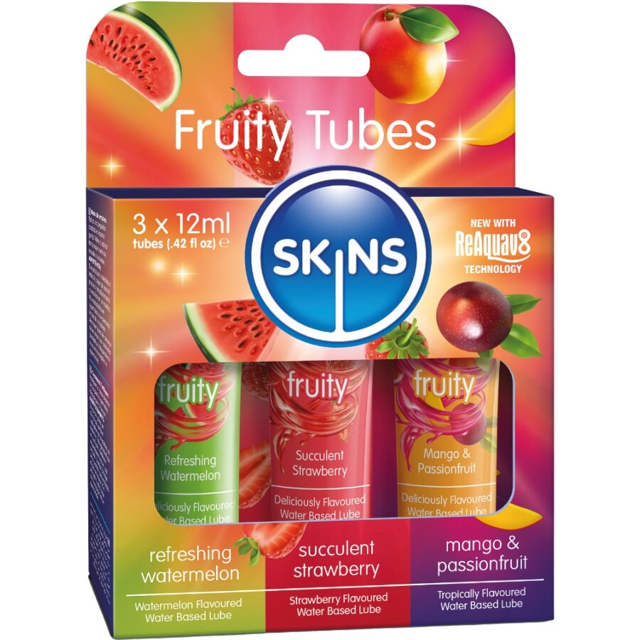 SKINS – FRUITY LUBES KIT LUBRICANTES SANDÍA, FRESA & MANGO 3 x 12 ML