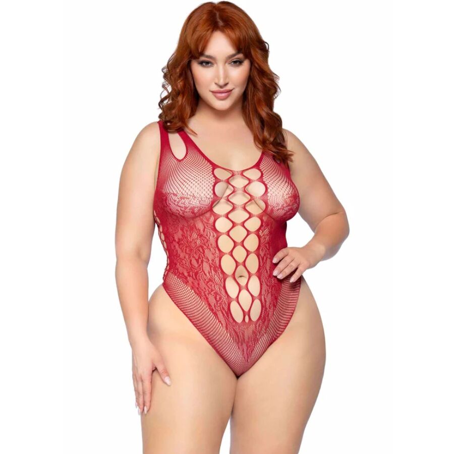 LEG AVENUE – 81641X BODY TIRANTES SIN COSTURAS BURDEOS TALLA 1X/2X