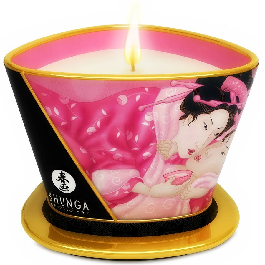 SHUNGA – MINI CARESS BY CANDELIGHT VELA MASAJE ROSAS AFRODISÍACAS 170 ML