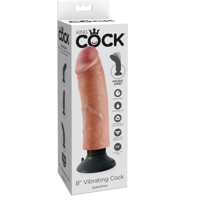 KING COCK - DILDO VIBRADOR 20.32 CM NATURAL - Imagen 5