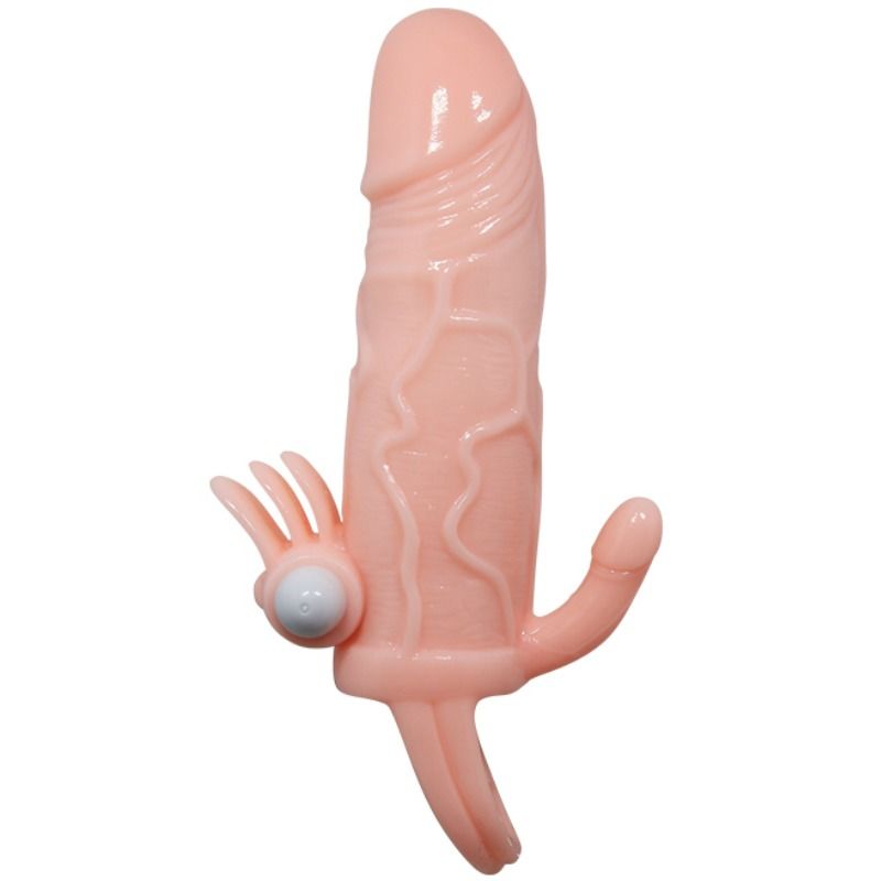 BAILE - BRAVE MAN FUNDA PENE ANAL Y CLITORIS VIBRADOR 16.5 CM NATURAL - Imagen 8