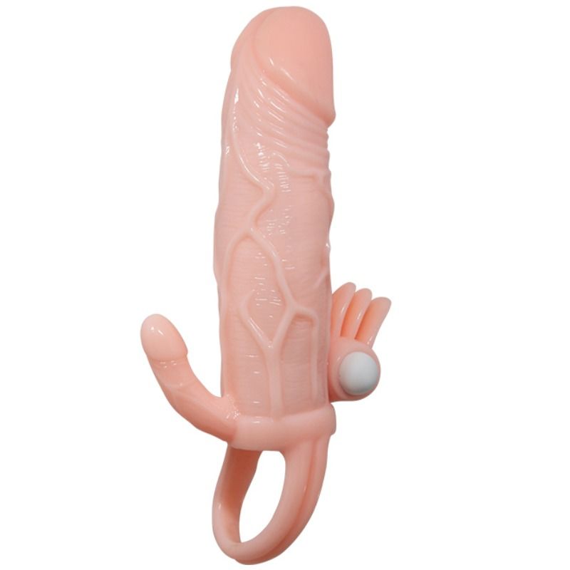 BAILE - BRAVE MAN FUNDA PENE ANAL Y CLITORIS VIBRADOR 16.5 CM NATURAL - Imagen 7