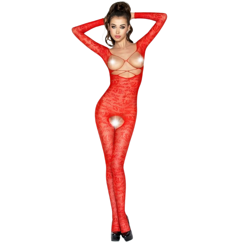 PASSION – WOMAN BS031 BODYSTOCKING ROJO TALLA ÚNICA