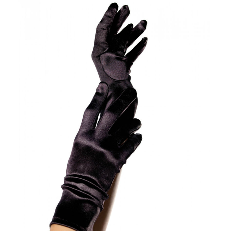 LEG AVENUE – GUANTES SATIN NEGRO